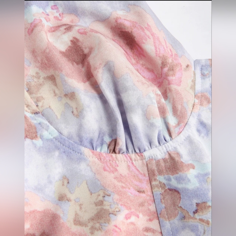 CIDER Illusion Ruched Floral Midi Dress. Size L. NWT - Picture 4 of 10